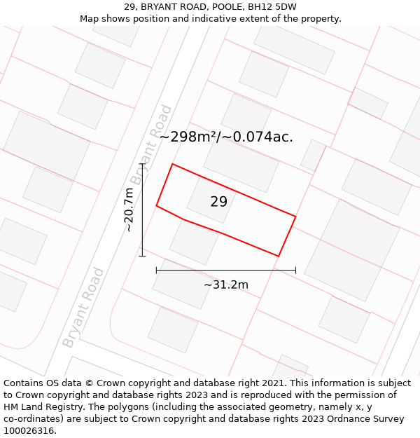 29, BRYANT ROAD, POOLE, BH12 5DW: Plot and title map