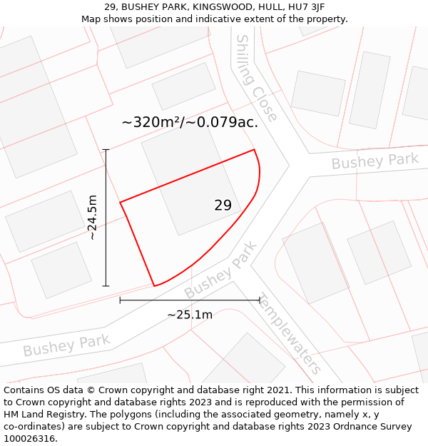 29, BUSHEY PARK, KINGSWOOD, HULL, HU7 3JF: Plot and title map