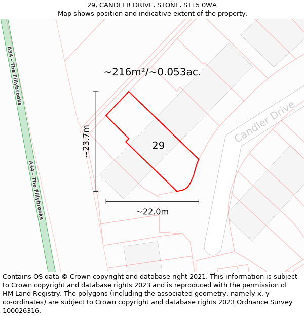 29, CANDLER DRIVE, STONE, ST15 0WA: Plot and title map