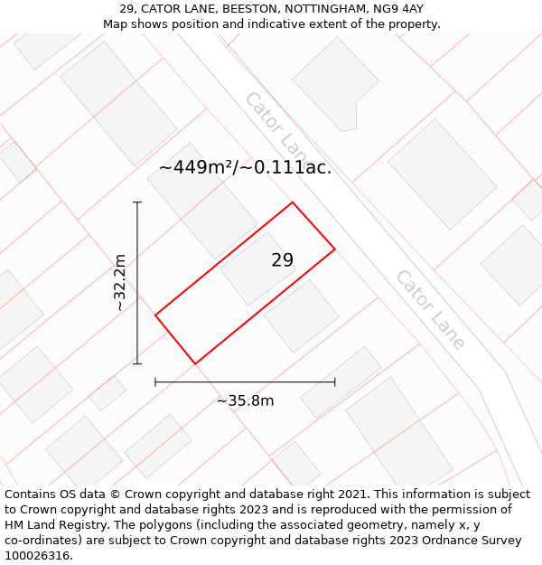 29, CATOR LANE, BEESTON, NOTTINGHAM, NG9 4AY: Plot and title map