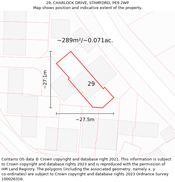 29, CHARLOCK DRIVE, STAMFORD, PE9 2WP: Plot and title map