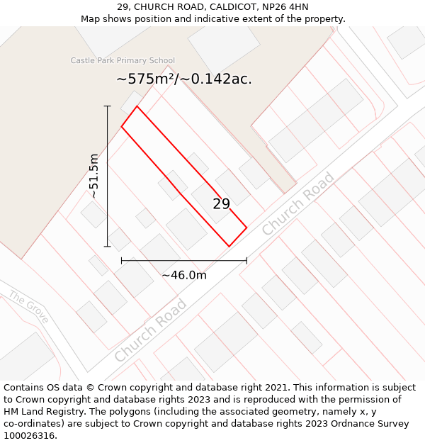 29, CHURCH ROAD, CALDICOT, NP26 4HN: Plot and title map