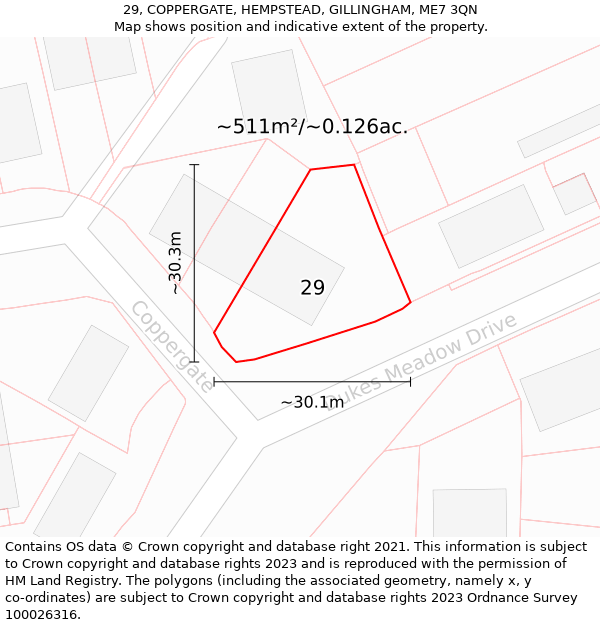 29, COPPERGATE, HEMPSTEAD, GILLINGHAM, ME7 3QN: Plot and title map