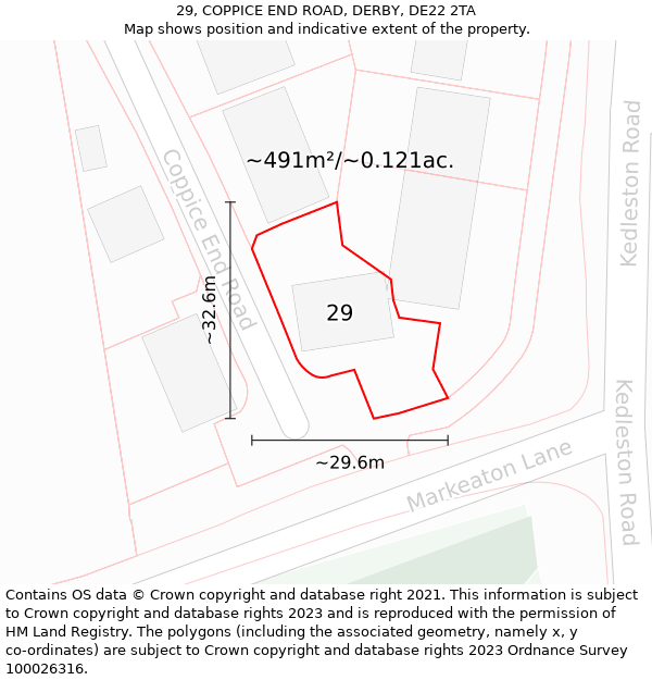 29, COPPICE END ROAD, DERBY, DE22 2TA: Plot and title map