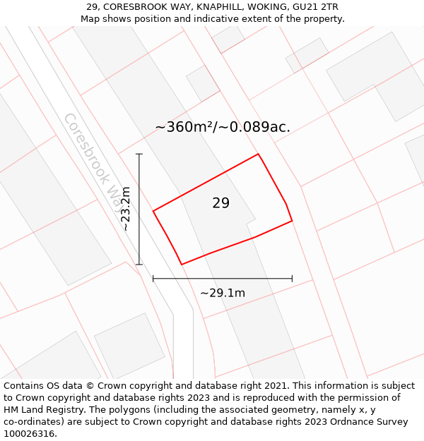 29, CORESBROOK WAY, KNAPHILL, WOKING, GU21 2TR: Plot and title map