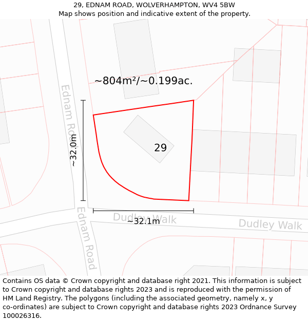 29, EDNAM ROAD, WOLVERHAMPTON, WV4 5BW: Plot and title map
