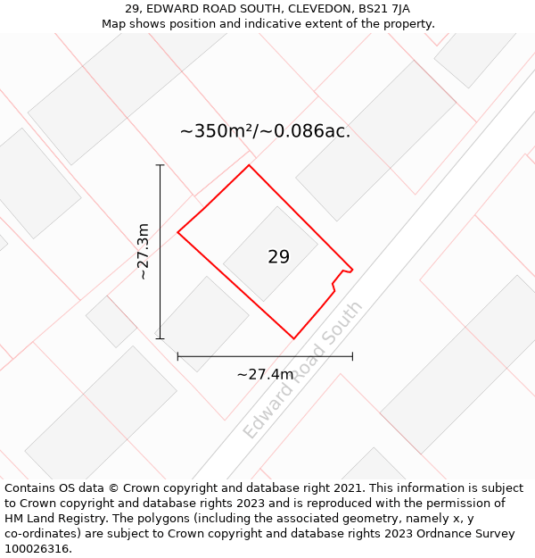 29, EDWARD ROAD SOUTH, CLEVEDON, BS21 7JA: Plot and title map