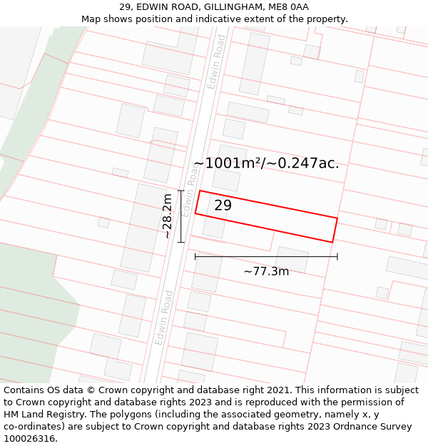 29, EDWIN ROAD, GILLINGHAM, ME8 0AA: Plot and title map