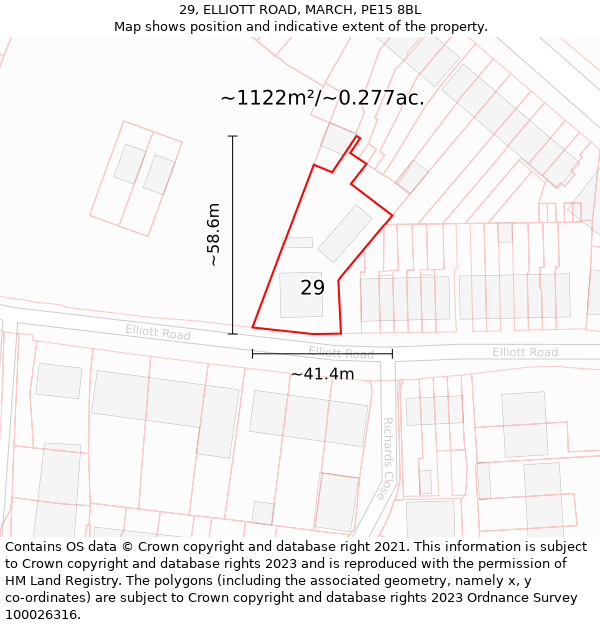 29, ELLIOTT ROAD, MARCH, PE15 8BL: Plot and title map
