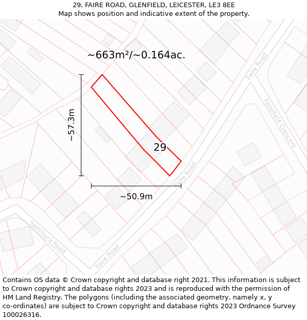 29, FAIRE ROAD, GLENFIELD, LEICESTER, LE3 8EE: Plot and title map