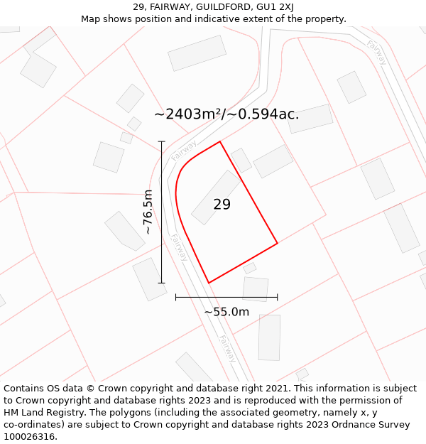 29, FAIRWAY, GUILDFORD, GU1 2XJ: Plot and title map