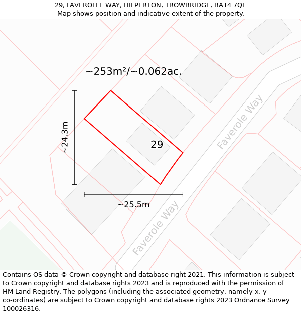 29, FAVEROLLE WAY, HILPERTON, TROWBRIDGE, BA14 7QE: Plot and title map