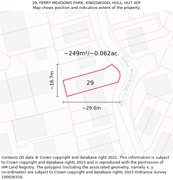 29, FERRY MEADOWS PARK, KINGSWOOD, HULL, HU7 3DF: Plot and title map