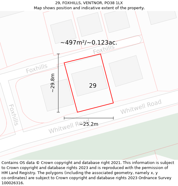 29, FOXHILLS, VENTNOR, PO38 1LX: Plot and title map