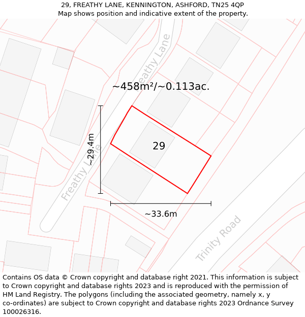29, FREATHY LANE, KENNINGTON, ASHFORD, TN25 4QP: Plot and title map