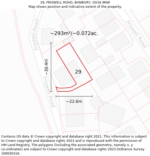 29, FRISWELL ROAD, BANBURY, OX16 9NW: Plot and title map