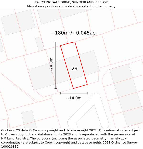 29, FYLINGDALE DRIVE, SUNDERLAND, SR3 2YB: Plot and title map