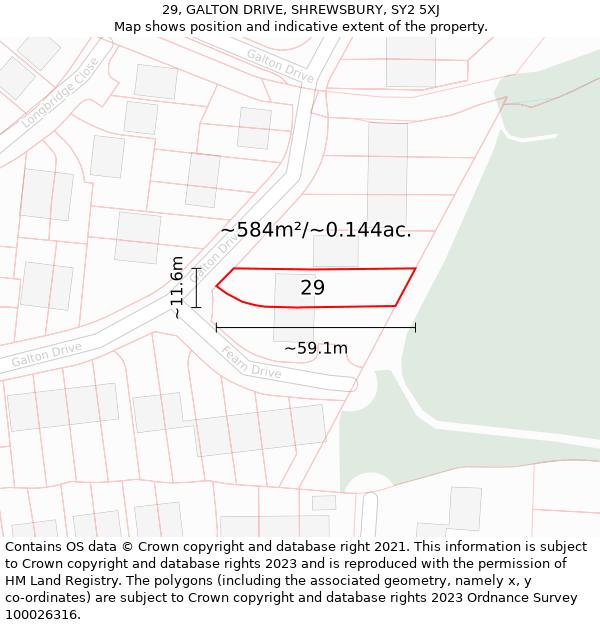 29, GALTON DRIVE, SHREWSBURY, SY2 5XJ: Plot and title map