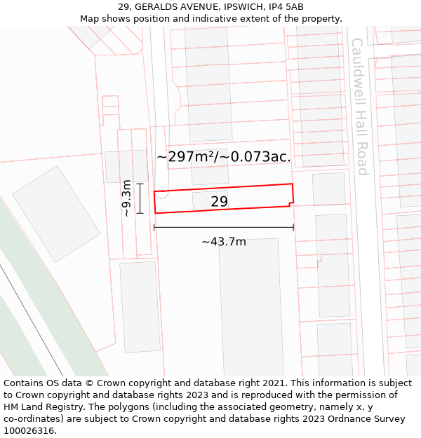 29, GERALDS AVENUE, IPSWICH, IP4 5AB: Plot and title map