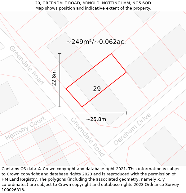 29, GREENDALE ROAD, ARNOLD, NOTTINGHAM, NG5 6QD: Plot and title map