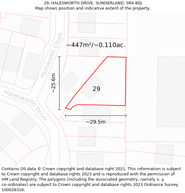 29, HALESWORTH DRIVE, SUNDERLAND, SR4 8DJ: Plot and title map