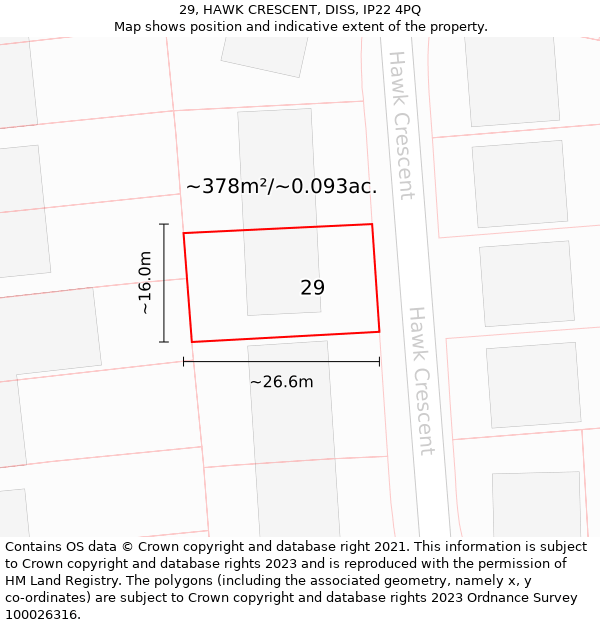 29, HAWK CRESCENT, DISS, IP22 4PQ: Plot and title map