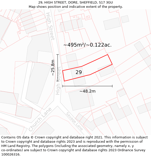 29, HIGH STREET, DORE, SHEFFIELD, S17 3GU: Plot and title map