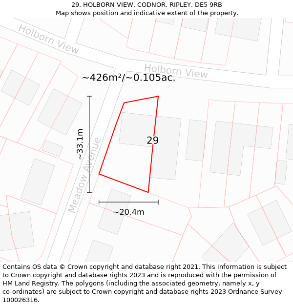 29, HOLBORN VIEW, CODNOR, RIPLEY, DE5 9RB: Plot and title map