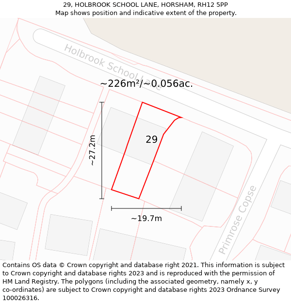 29, HOLBROOK SCHOOL LANE, HORSHAM, RH12 5PP: Plot and title map