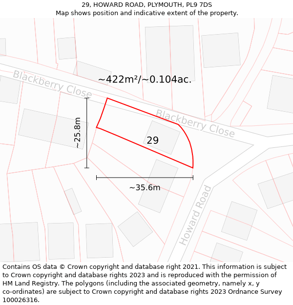 29, HOWARD ROAD, PLYMOUTH, PL9 7DS: Plot and title map