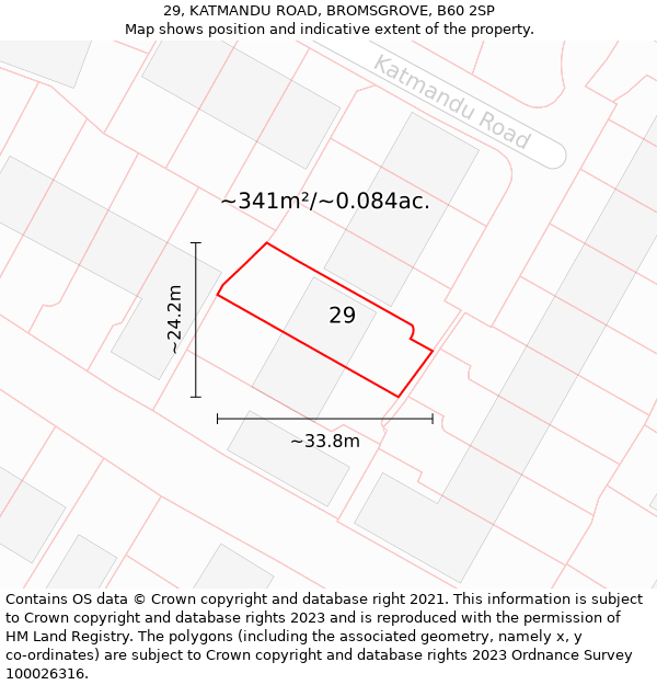 29, KATMANDU ROAD, BROMSGROVE, B60 2SP: Plot and title map