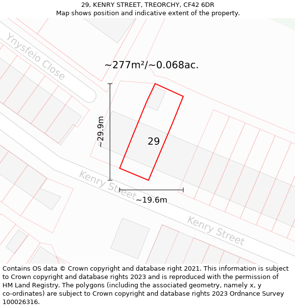 29, KENRY STREET, TREORCHY, CF42 6DR: Plot and title map