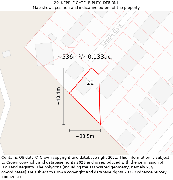 29, KEPPLE GATE, RIPLEY, DE5 3NH: Plot and title map