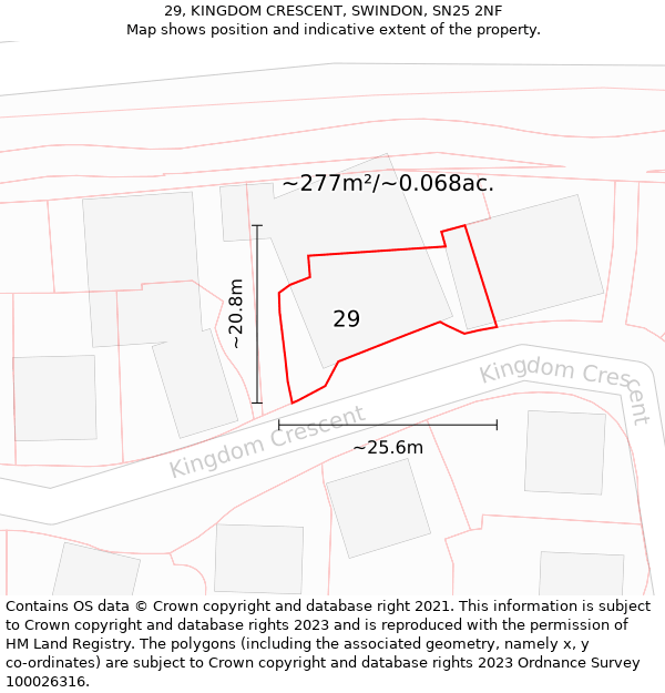 29, KINGDOM CRESCENT, SWINDON, SN25 2NF: Plot and title map