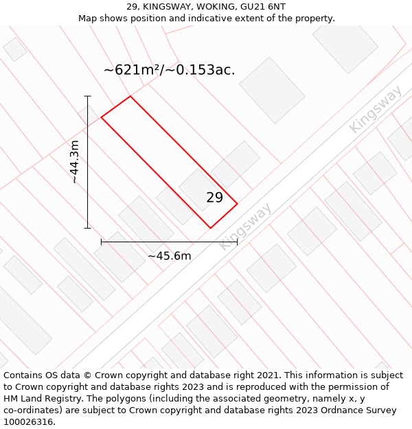 29, KINGSWAY, WOKING, GU21 6NT: Plot and title map