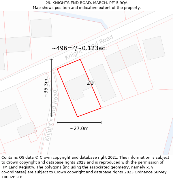 29, KNIGHTS END ROAD, MARCH, PE15 9QA: Plot and title map