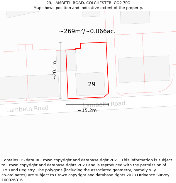 29, LAMBETH ROAD, COLCHESTER, CO2 7FG: Plot and title map
