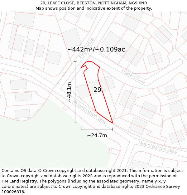 29, LEAFE CLOSE, BEESTON, NOTTINGHAM, NG9 6NR: Plot and title map