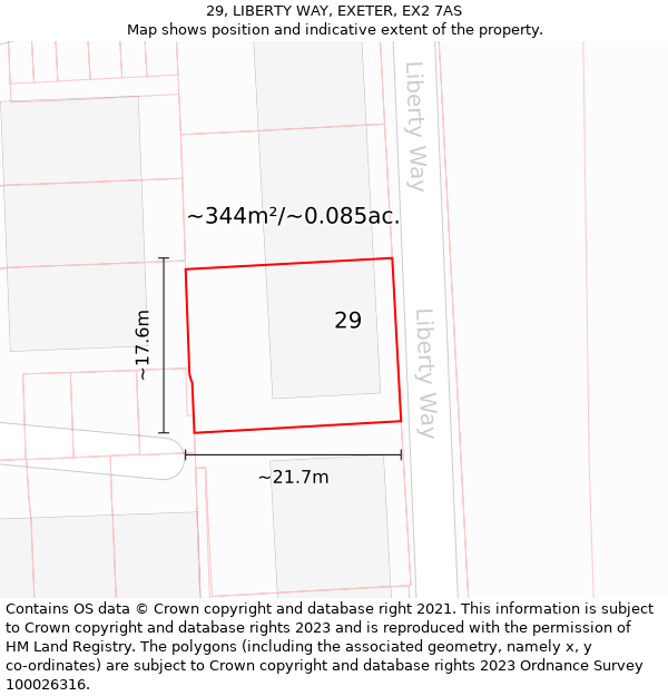 29, LIBERTY WAY, EXETER, EX2 7AS: Plot and title map