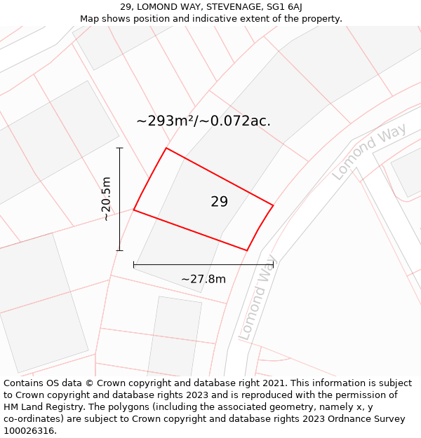 29, LOMOND WAY, STEVENAGE, SG1 6AJ: Plot and title map