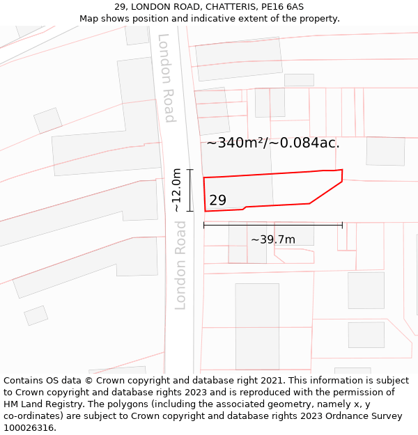 29, LONDON ROAD, CHATTERIS, PE16 6AS: Plot and title map