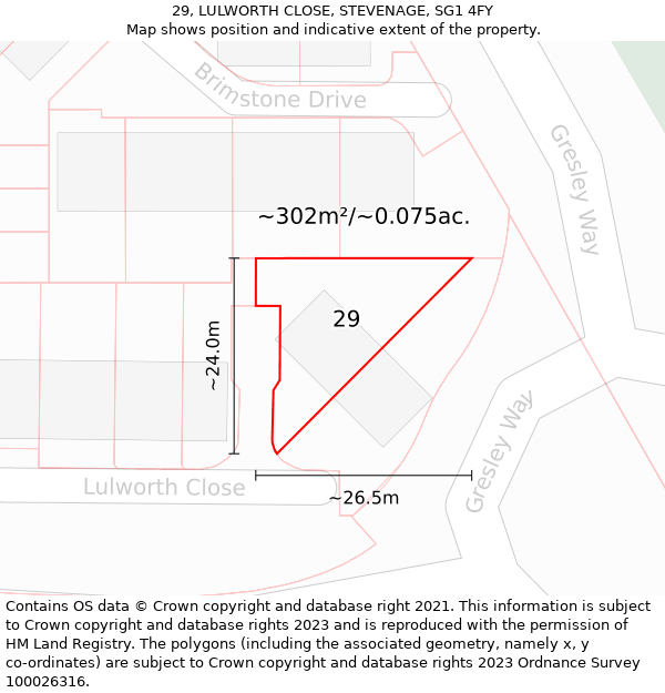 29, LULWORTH CLOSE, STEVENAGE, SG1 4FY: Plot and title map