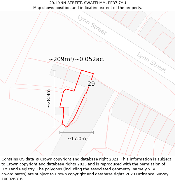 29, LYNN STREET, SWAFFHAM, PE37 7AU: Plot and title map