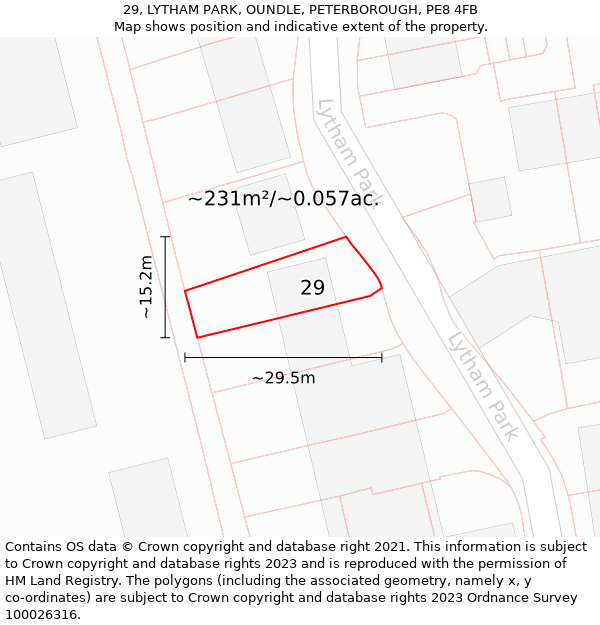 29, LYTHAM PARK, OUNDLE, PETERBOROUGH, PE8 4FB: Plot and title map