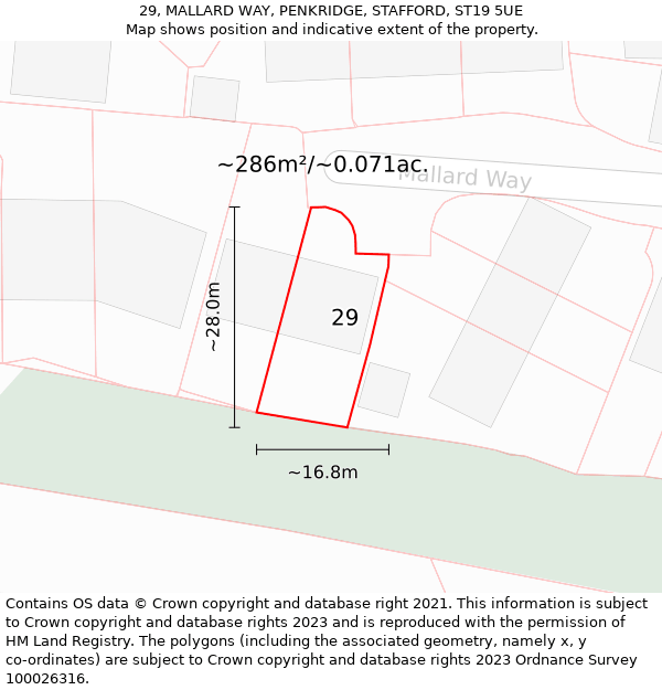 29, MALLARD WAY, PENKRIDGE, STAFFORD, ST19 5UE: Plot and title map