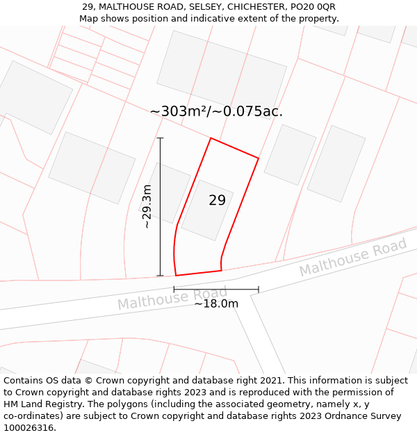 29, MALTHOUSE ROAD, SELSEY, CHICHESTER, PO20 0QR: Plot and title map