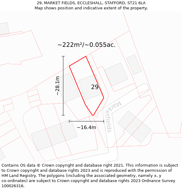 29, MARKET FIELDS, ECCLESHALL, STAFFORD, ST21 6LA: Plot and title map