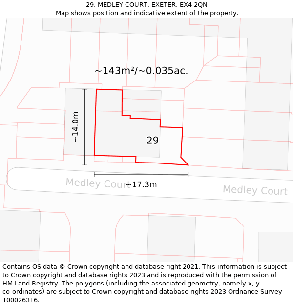 29, MEDLEY COURT, EXETER, EX4 2QN: Plot and title map