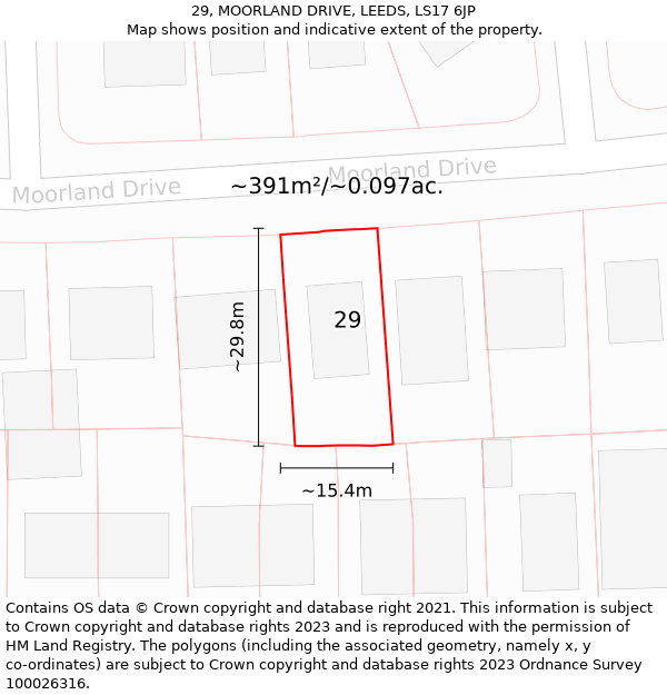 29, MOORLAND DRIVE, LEEDS, LS17 6JP: Plot and title map