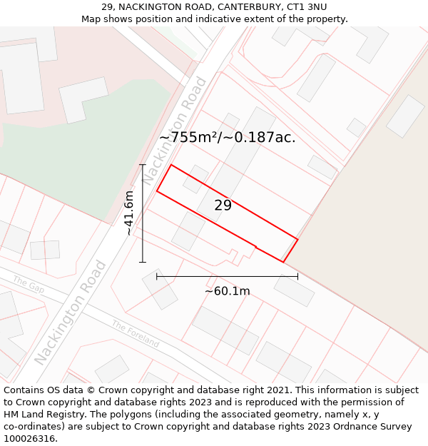 29, NACKINGTON ROAD, CANTERBURY, CT1 3NU: Plot and title map